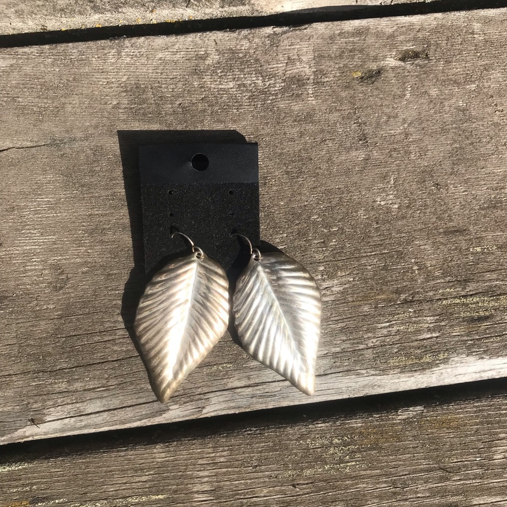 Sterling Silver Leaf Drop Earrings